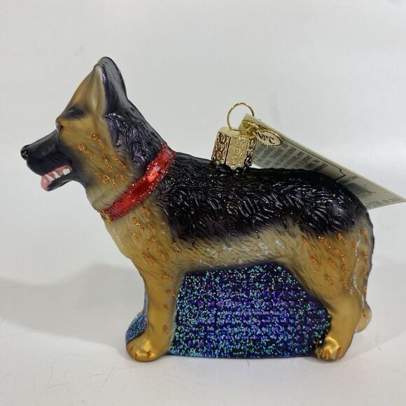 Old World Hand Blown Glass Christmas Ornament German Shepherd Dog - Picture 1 of 4